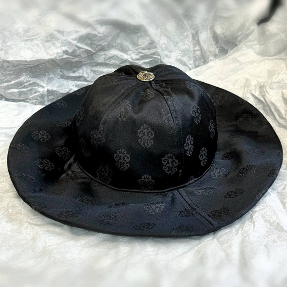 Brand New Chrome Hearts Satin Monogram Bucket Hat Black Silver Cross Top Button - Picture 4 of 14